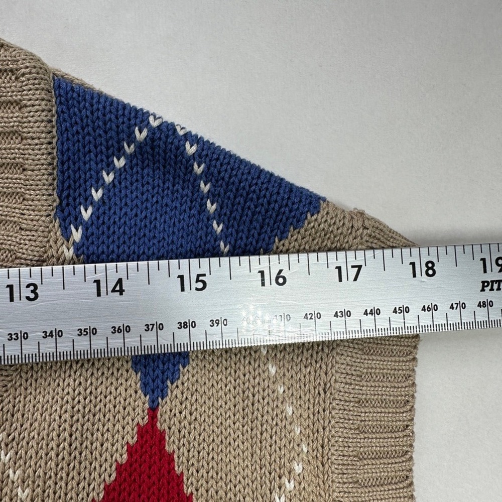 Wakefield Co Kenneth Gordon Mens L Argyle V Neck Sweater Vest Tan Brown Vintage - Picture 12 of 16